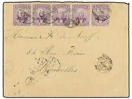 HAITI. Sc.22 (5). 1888. PORT AU PRINCE A BÉLGICA. 2 Cts. Lila, Tira De Cinco, Al Dorso Tránsito De Londres Y Llegada. PR - Other & Unclassified