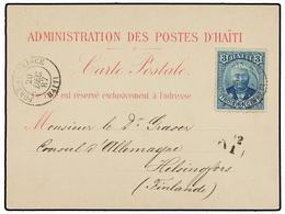 HAITI. Sc.23. 1887 (20 Diciembre). PORT AU PRINCE A HELSINGFORS (Finlandia). Tarjeta Postal (FC 10 De La Clasificación D - Autres & Non Classés