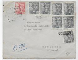 ESPAGNE - 1953 - ENVELOPPE RECOMMANDEE De VALENCIA Avec VIGNETTE (MOULINS) AU DOS => TOULOUSE - Cartas & Documentos