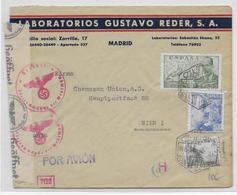 ESPAGNE - 1943 - ENVELOPPE De MADRID Avec 2 CENSURES  => WIEN (AUTRICHE) - Briefe U. Dokumente