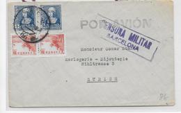 ESPAGNE - 1939 - ENVELOPPE De BARCELONA Avec CENSURE => ZÜRICH (SUISSE) - Cartas & Documentos