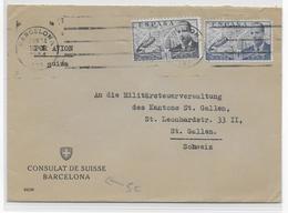 ESPAGNE - 1954 - ENVELOPPE Du CONSULAT De SUISSE à BARCELONA => ST GALLEN - Covers & Documents