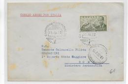 ESPAGNE - 1952 - ENVELOPPE Du CHAMPIONNAT Du MONDE De PLANEURS De MADRID => ROMA (ITALIA) - Cartas & Documentos