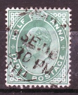 India 1902 King Edward VII  Half Anna Green Used Stamp. - 1902-11 Koning Edward VII