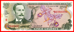 COSTA RICA BILLETE DE 5 COLONES DEL 15 DE ENERO DE 1992 PLANCHA - Costa Rica