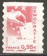 France Oblitéré  2008  Autoadhésif N° 176  Ou N° 4198   Democratie  0.55 € Rouge  Décalé Sur La Gauche - Adhesive Stamps