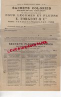 75- PARIS-  SACHETS GRAINES LEGUMES FLEURS-E. FORGEOT-HORTICULTURE HORTICULTEUR-6 QUAI MEGISSERIE-1890 - 1800 – 1899