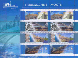 Russia 2011 Sheet Pedestrian Bridges Bridge Geography Places Architecture St. Petersburg Moscow Region Stamps MNH - Fogli Completi