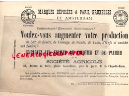 93- PLAINE SAINT DENIS-PORTE CHAPELLE PARIS-BRUXELLES- LETTRE GUSTAVE LOSSON-FARINES COCOTIER PALMIER-SOCIETE AGRICOLE - Agricultura