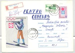 74678- BIATHLON, SKIING, SHOOTING, SAPPORO'72 WINTER OLYMPIC GAMES, REGISTERED COVER STATIONERY, 1972, ROMANIA - Winter 1972: Sapporo