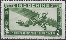 INDO CHINA 1933 Air. Farman F.190 Mail Plane - 2c - Green MH - Poste Aérienne