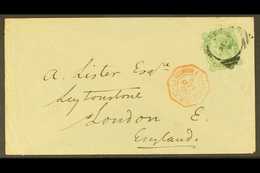 1890 (Sept 8th) Cover To London From Aden, Carries On Reunion No3, Bearing 4a6p Tied By Aden Squared Circle Cds & Red Oc - Aden (1854-1963)