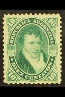 1873 10c Green Belgrano LAID PAPER (Scott 27, SG 29a), Mint, Good Centering, Very Fresh Colour. For More Images, Please  - Autres & Non Classés