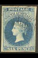 SOUTH AUSTRALIA 1855 6d Deep Blue Imperf, SG 3, Superb Used. A Beauty. For More Images, Please Visit Http://www.sandafay - Sonstige & Ohne Zuordnung
