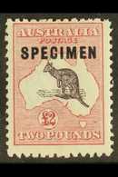 1915-27 £2 Purple-black & Pale Rose Kangaroo With "SPECIMEN" Overprint Type C (SG 45bs, BW 56xb), Fine Mint With Minimal - Andere & Zonder Classificatie