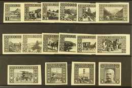 BOSNIA AND HERZEGOVINA 1906 Pictorials Complete Set Of IMPERF PLATE PROOFS PRINTED IN BLACK On Ungummed Paper, Michel 29 - Andere & Zonder Classificatie