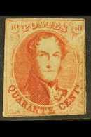 1861 40c Red/vermillion "Medallion" (SG 15, COB 12, Michel 9 II), Mint With Toned, Large Part Original Gum, Three Margin - Autres & Non Classés