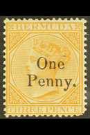 1875 1d On 3d Yellow-buff Surcharge, SG 16, Unused With Traces Of Gum, Light Crease And Pulled Corner Perf, Fresh, Cat £ - Bermuda