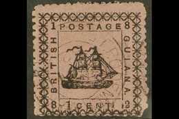 1882 1c Black On Magenta Ship Type 26 WITHOUT 'SPECIMEN' Perforation Variety, SG 162b, Finely Used, Small Corner Fault,  - British Guiana (...-1966)