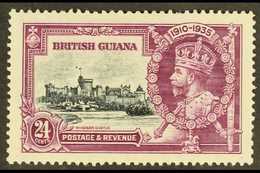 1935 24c Slate & Purple Jubilee DOT BY FLAGSTAFF Variety, SG 304h, Fine Mint, One Short Perf At Top, Very Fresh. For Mor - British Guiana (...-1966)