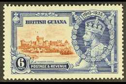 1935 6c Brown & Deep Blue Jubilee DOT BY FLAGSTAFF Variety, SG 302h, Very Fine Mint, Very Fresh. For More Images, Please - Brits-Guiana (...-1966)