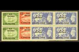 ERITREA 1951 2s50 - 10s Festival  High Val Surcharges, SG E30/32, In Never Hinged Mint Blocks Of 4. (12 Stamps) For More - Italiaans Oost-Afrika