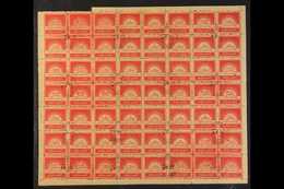 1943 5c Scarlet Burma State Crest (SG J72) Cancelled To Order COMPLETE SHEET OF 56. Stamps Cat £1960. Some Internal Perf - Birmanie (...-1947)