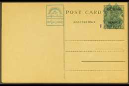 JAPANESE OCCUPATION JAPANESE POSTAL ADMINISTRATION 1943 ½ ANNA On 9p Green Surcharge In Violet KGV Postal Stationery Pos - Birmania (...-1947)