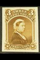 1868-73 3c Queen Victoria (as SG 36) Imperf Plate Proof In Brown On India Paper, Unitrade 33TCvi, Very Fine. For More Im - Other & Unclassified