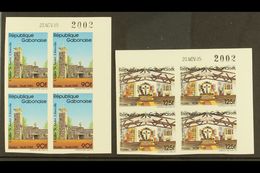 1985 Christmas "Eglise Saint-Andre" Set (Yvert 594A/B, Michel A/B948) IMPERF CORNER DATE BLOCKS OF FOUR, Very Fine Never - Andere & Zonder Classificatie