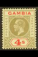 1921 4s Black And Red, Geo V, Wmk Script, SG 117, Very Fine Mint. For More Images, Please Visit Http://www.sandafayre.co - Gambia (...-1964)