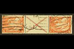 1933 8pf+label+8pf Orange-red Wagner Horizontal SE-TENANT STRIP, Michel W 54, Fine Used, Fresh & Scarce. For More Images - Andere & Zonder Classificatie