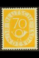 1951-52 70pf Yellow Posthorn (Michel 136, SG 1058), Superb Never Hinged Mint, Very Fresh. For More Images, Please Visit  - Autres & Non Classés