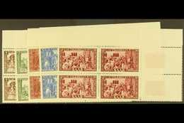 1950 National Relief Fund Complete Set (SG 296/300, Michel 299/303), Superb Never Hinged Mint Upper Right Corner BLOCKS  - Andere & Zonder Classificatie