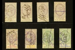 REVENUE STAMPS STAMP DUTY 1894 30c, 1p25, 1p85, 2p50 And 5p (Barefoot 1/2 & 4/6); Plus 1898 3d, 1s And 2s (Barefoot 10/1 - Gibraltar