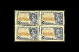1935 3d Brown And Deep Blue Jubilee, Variety "Extra Flagstaff", SG 114a In A Mint Block Of 4 With Normals. For More Imag - Gold Coast (...-1957)