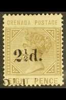 1891 2½d On 8d Grey-brown, Surcharge Double At Foot, SG 47c, Fine Mint.  For More Images, Please Visit Http://www.sandaf - Grenada (...-1974)