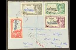 1935 (Nov) Registered Cover To England Bearing Silver Jubilee Complete Set (SG 145/48) Including 1½d With "Kite And Hori - Grenade (...-1974)