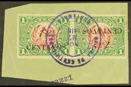 1916 12½ On 1c Claret & Green INVERTED "13½" FOR "12½" Variety In Horizontal SE-TENANT PAIR With Normal Stamp, SG 153+15 - Guatemala