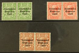 1922-23 ½d Green 1d Scarlet & 1½d Red-brown, SG 67/69, Fine Mint Horizontal PAIRS With All The Left Stamps Showing LONG  - Other & Unclassified
