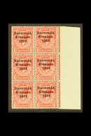 1922-3 1d Scarlet, Three Line Overprint, Right Marginal Block Of Six, One Showing Accent And "at" Inserted, SG 53d, Hibe - Other & Unclassified