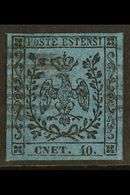 MODENA 1852 40c On Deep Blue, With Stop, Variety "cnet For Cent", Sass 10f, Superb Used With Large Even Margins All Roun - Unclassified