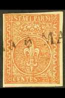 PARMA 1853 25c Red Brown, Sass 8, Very Fine Used With Clear To Large Margins All Round And Light Straight Line Cancel. F - Non Classés