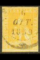 TUSCANY 1857 1s Bright Ochre, Wmk Vertical Lines, Sass 11a, Very Fine Used With Three Clear Margins, Just Touches Outer  - Non Classés