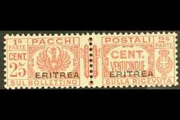 ERITREA PARCEL POST 1927-37 25c Carmine Overprint (SG P124, Sassone 23), Never Hinged Mint Horizontal Pair, Very Fresh,  - Other & Unclassified