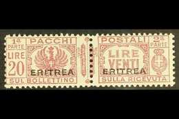 ERITREA PARCEL POST 1927-37 20L Dull Purple Overprint (SG P133, Sassone 32), Never Hinged Mint Horizontal Pair, Very Fre - Altri & Non Classificati