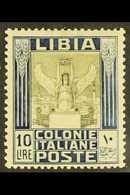 LIBYA 1921 10L Olive & Indigo Pictorial Perf 14x13¼ (SG 33B, Sassone 32a), Very Fine Mint, Good Centring, Fresh. For Mor - Andere & Zonder Classificatie