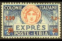 LIBYA EXPRESS 1927-33 2.50L On 2L Red & Blue Perf 11 Surcharge (Sassone 13, SG E66), Very Fine Mint, Superb Centring, Ve - Other & Unclassified