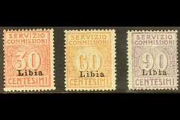 LIBYA SERVIZIO COMMISSIONI 1915 Overprints Complete Set, Sassone 1/3, Fine Mint. (3 Stamps) For More Images, Please Visi - Other & Unclassified