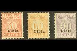 LIBYA SERVIZIO COMMISSIONI 1915 Overprints Complete Set, Sassone 1/3, Fine Mint. (3 Stamps) For More Images, Please Visi - Sonstige & Ohne Zuordnung